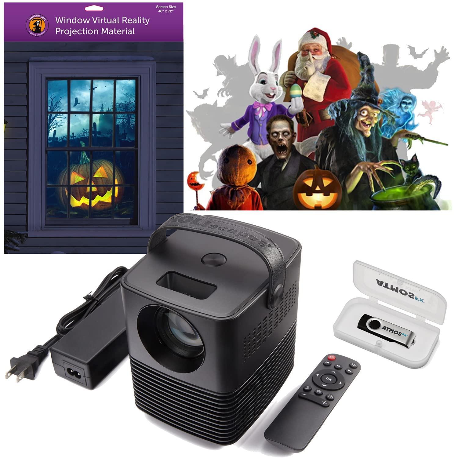 Holiscapes Holiday Digital Decoration Kit - Includes 16 AtmosFX® Video Effects, HD projector, Projection Screen