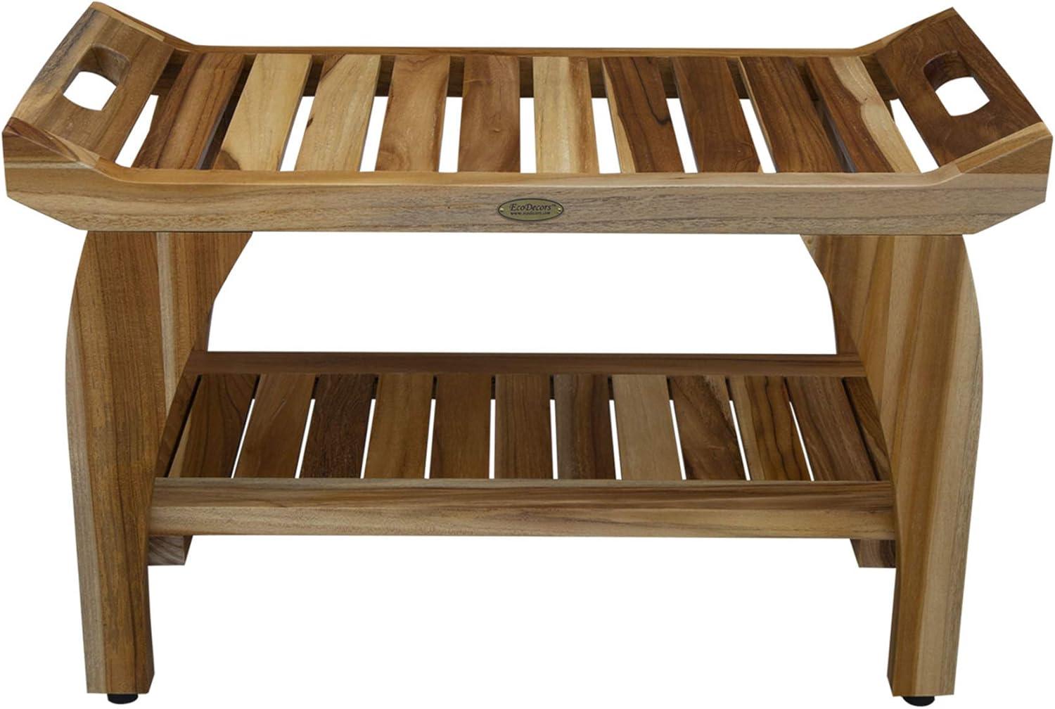 30" Tranquility ED942 Wide Teak Shower Bench with Handles - EcoDecors