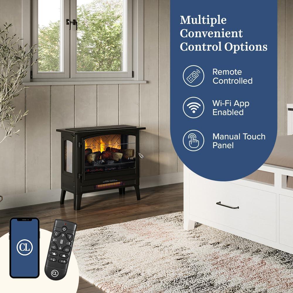 Country Living Smart Infrared Electric Fireplace Stove Heater, Alexa and Google Home Compatible