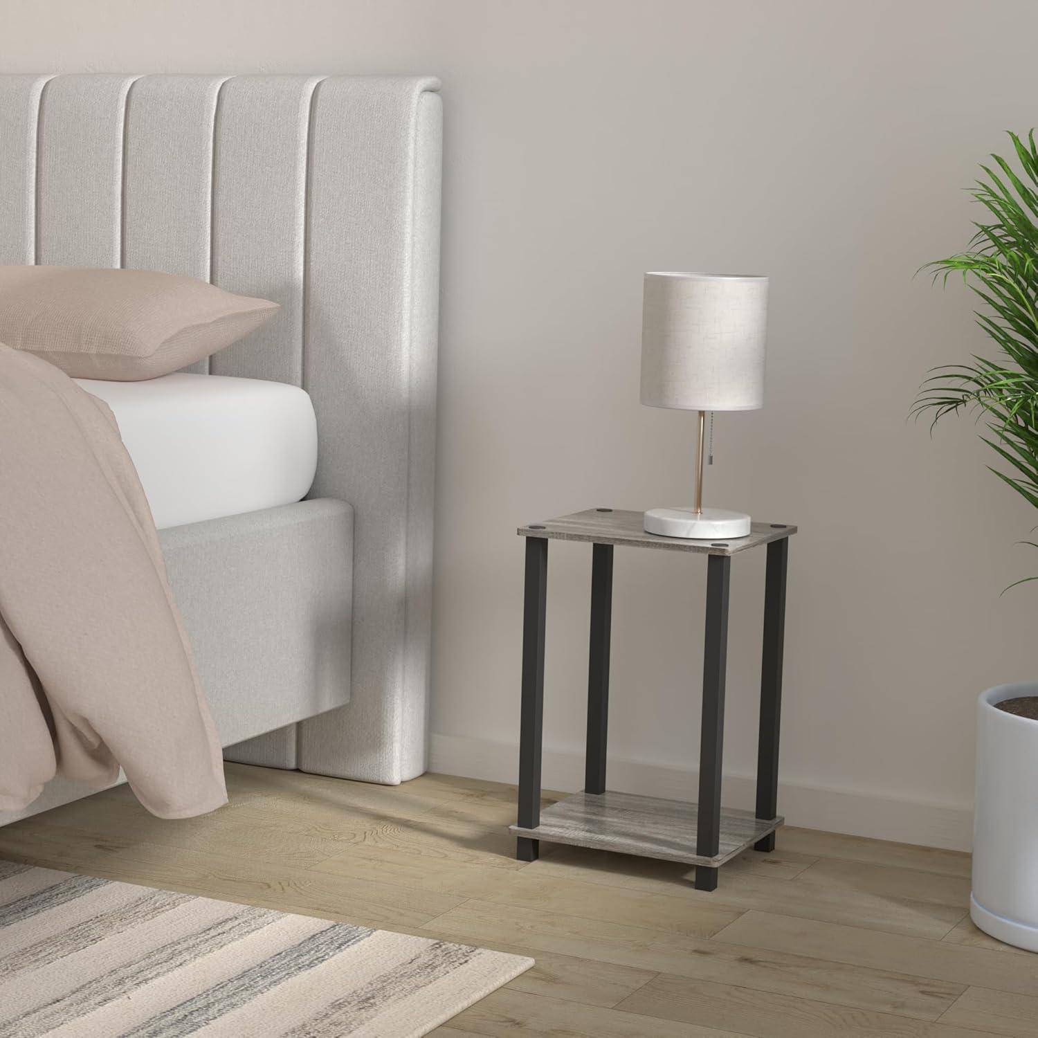 Furinno Simplistic End Table, Small, French Oak/Black