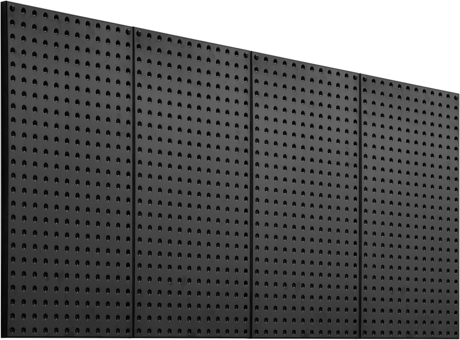 VEVOR Metal Pegboard Panels, 24" x 12" Pegboard, 4 Panels, Heavy Duty Peg Board Wall Organizer with Accessories, for Living Room Garage Tool Storage Office Organization Craft Room Kitchen Home, Black
