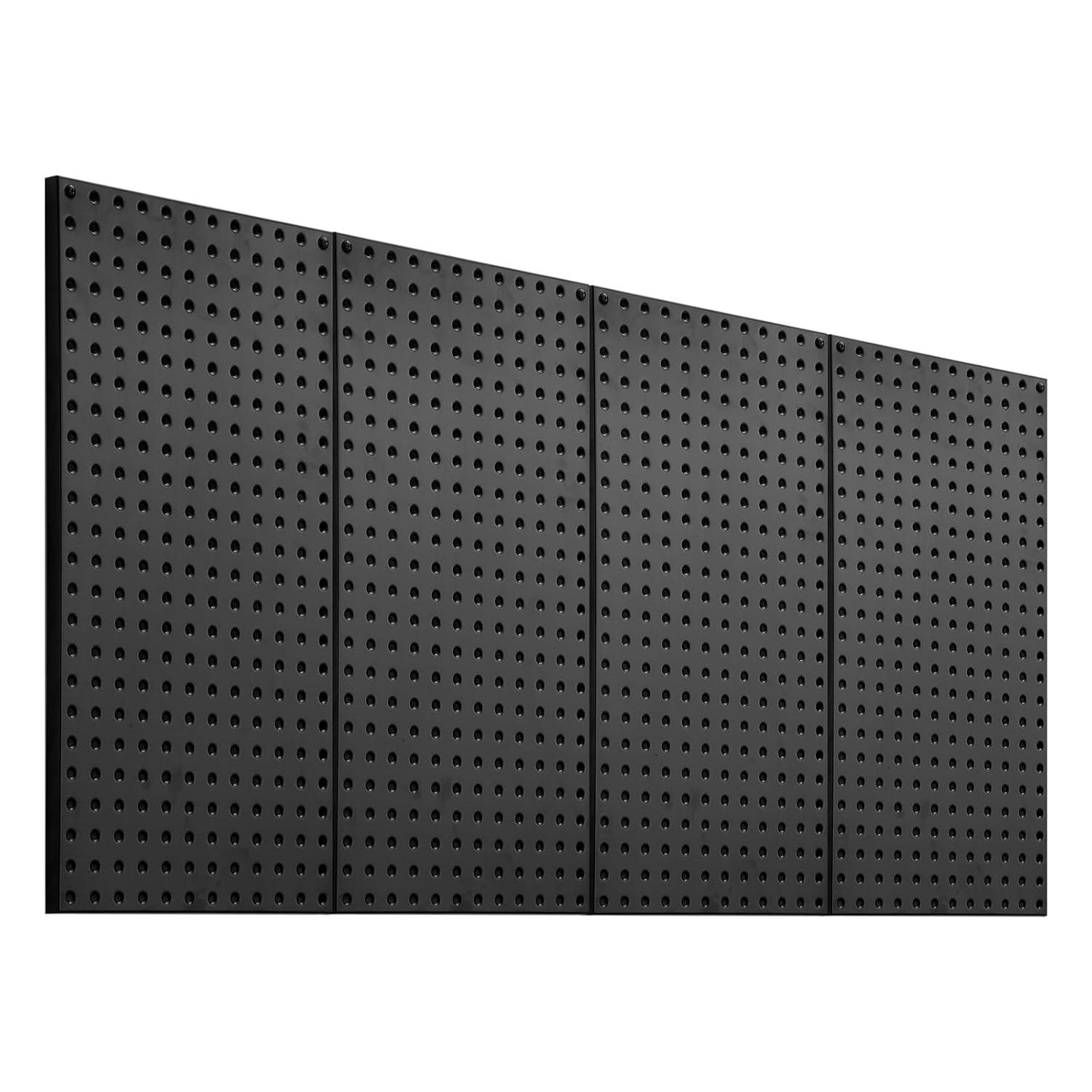 VEVOR Metal Pegboard Panels, 24" x 12" Pegboard, 4 Panels, Heavy Duty Peg Board Wall Organizer with Accessories, for Living Room Garage Tool Storage Office Organization Craft Room Kitchen Home, Black