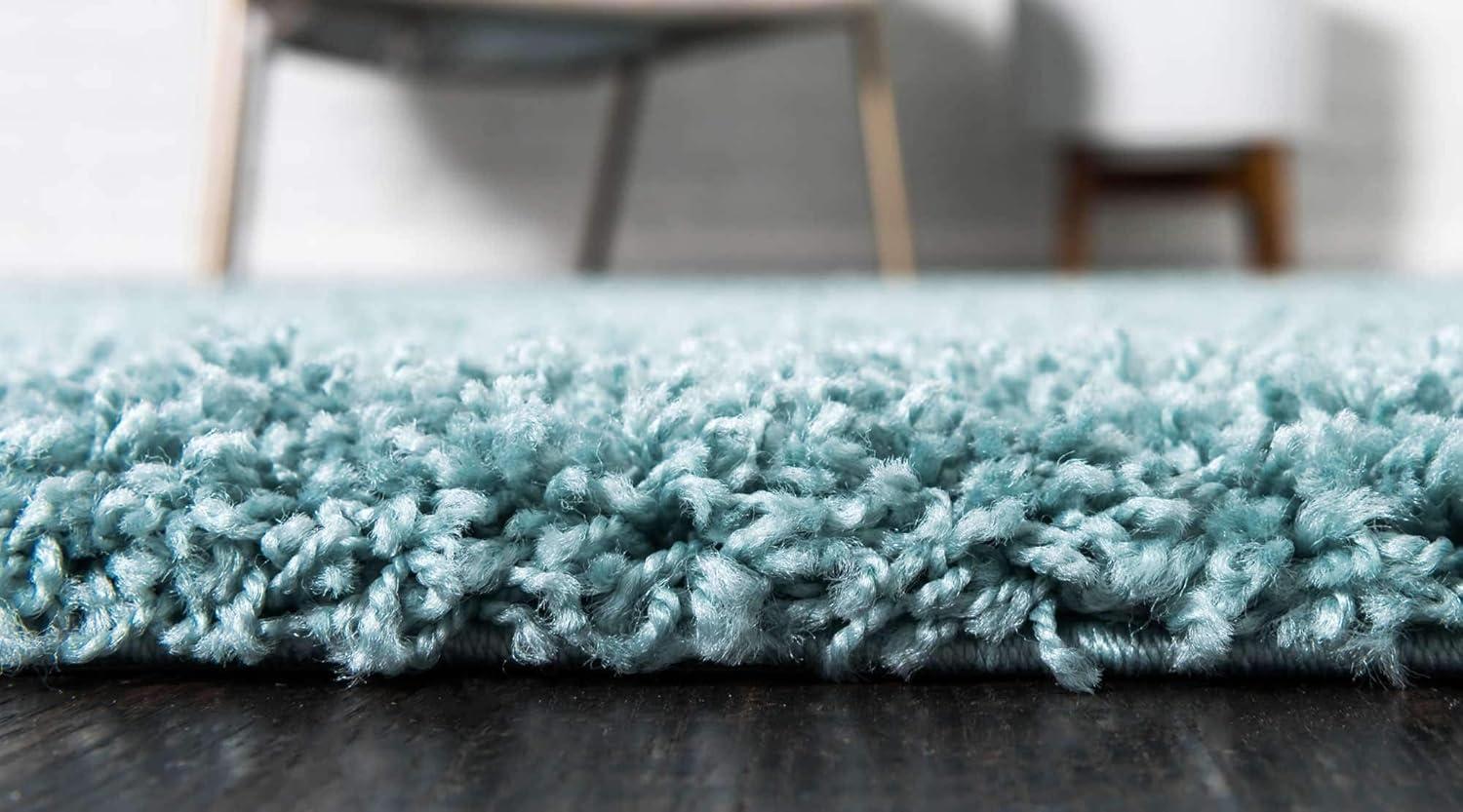 Unique Loom Solid Shag Collection Area Rug (7' 10" x 11' Rectangle Light Slate Blue)