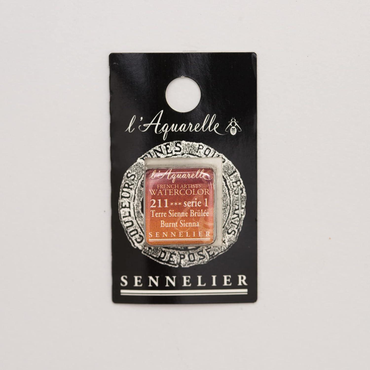 Sennelier Burnt Sienna French Artists' Watercolor Half Pan