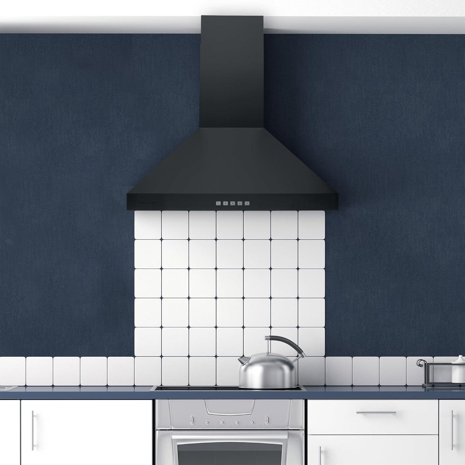 Hauslane Hauslane Wall Mount Range Hood 30 Inch | Wall Chimney | 6” Duct/Ductless Convertible, Strong Suction, Six-layer Aluminum Filters, Changeable LED Lamps, Stove Kitchen Vent Hood WM-530BLK-30B