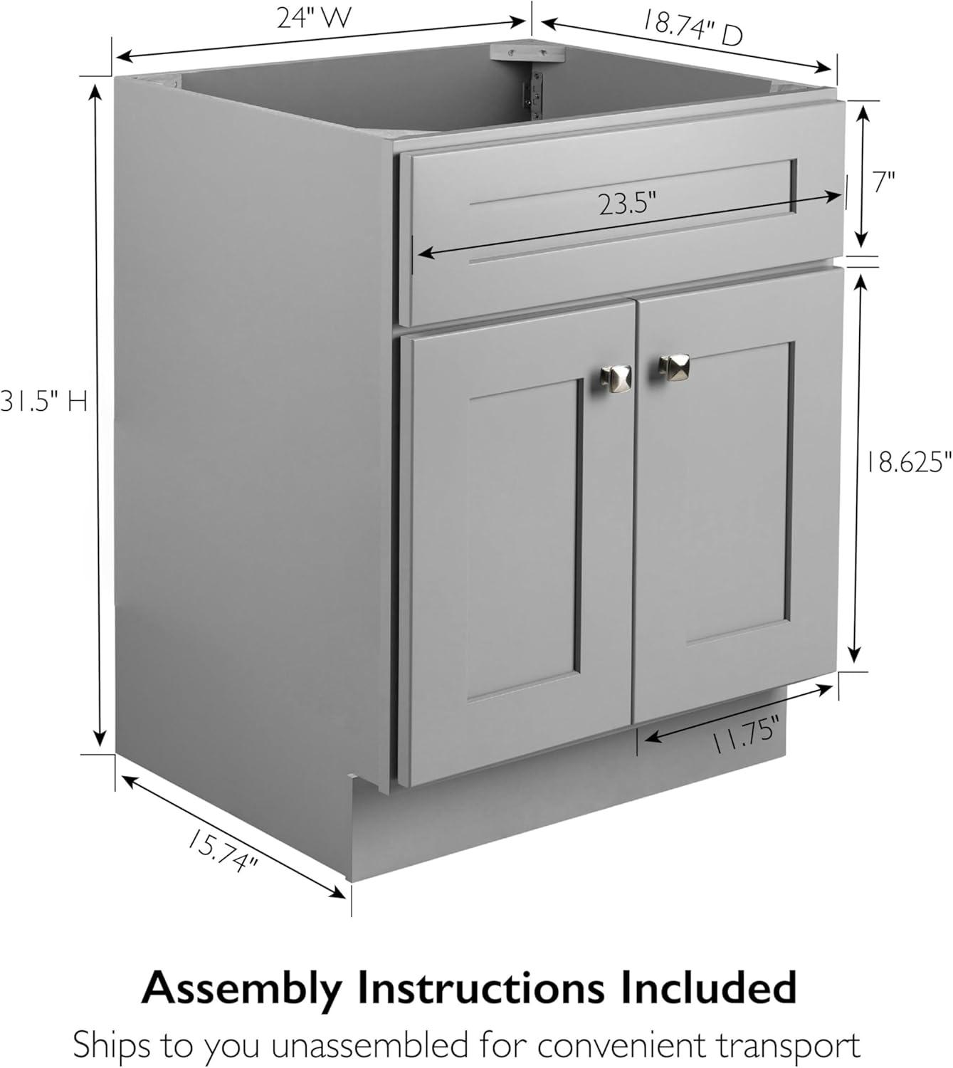 Design House Brookings 24 Inch Bathroom Vanity, Ready to Assemble, Solid Wood, Sherwin Williams – Design House, 587063
