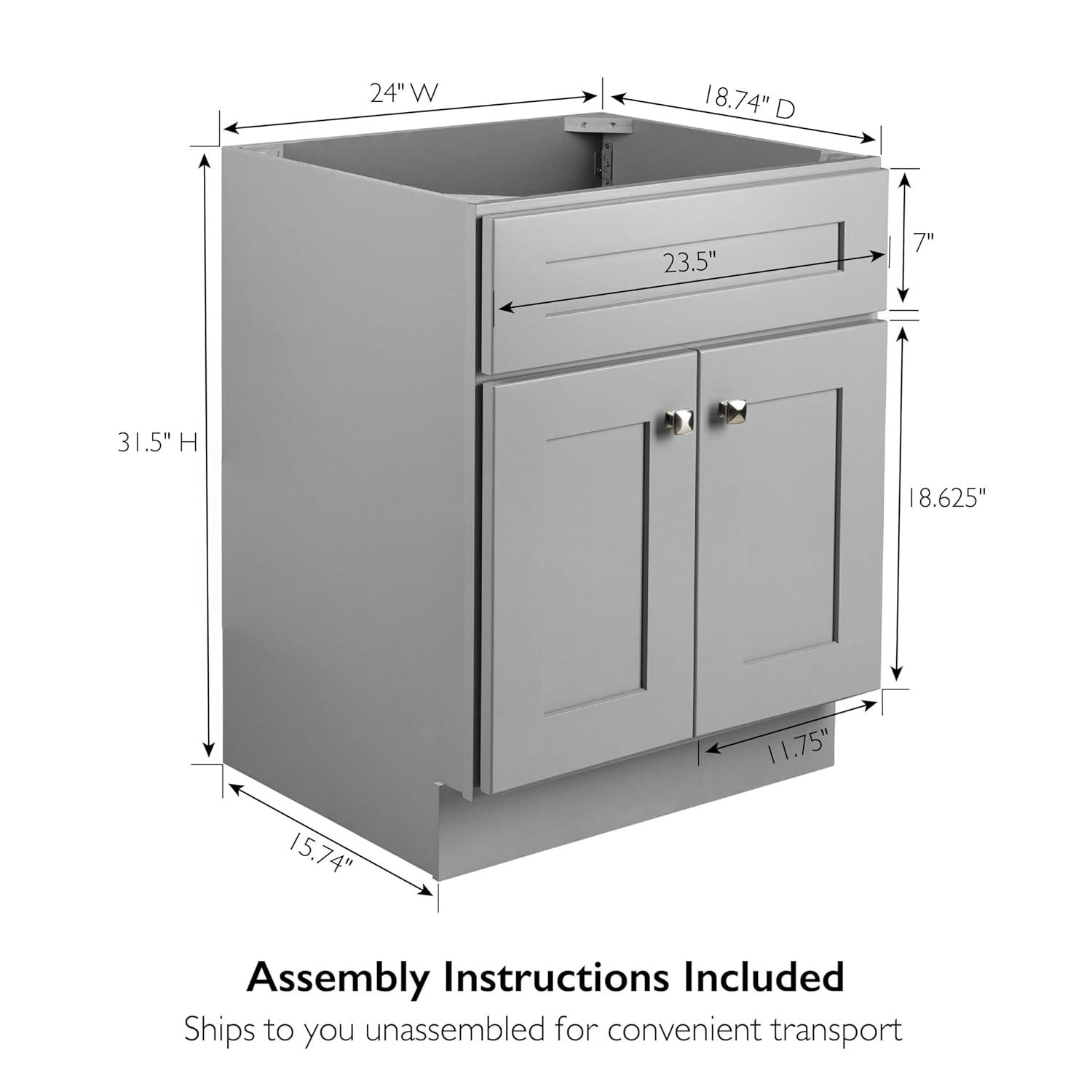 Design House Brookings 24 Inch Bathroom Vanity, Ready to Assemble, Solid Wood, Sherwin Williams – Design House, 587063