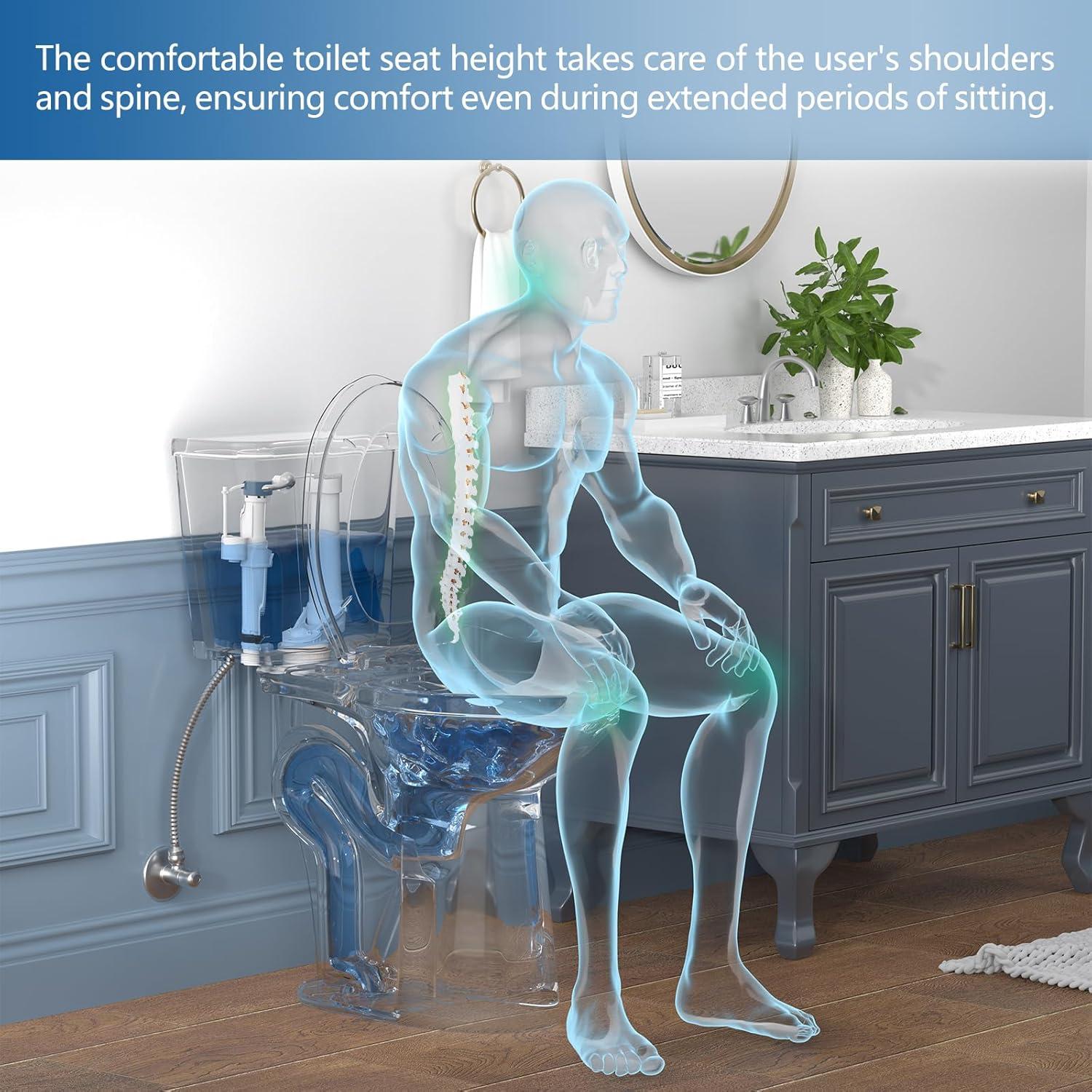 Traditional 21-inch Height Extra Tall Toilet for Bathrooms, Elongated Toilet Seat
