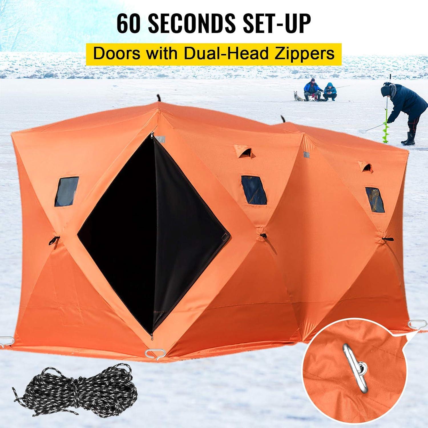 VEVOR 3-4 Person Ourdoor Portable Ice Shelter Pop-Up Ice Fishing Shanty Tent