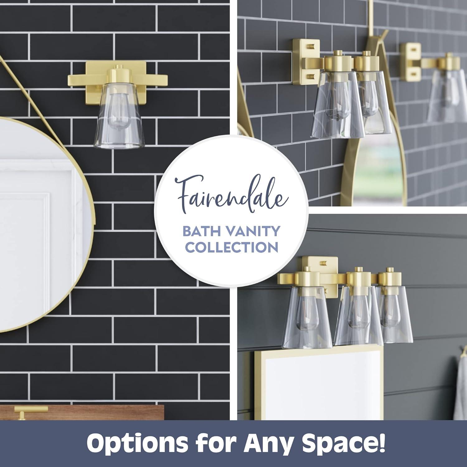 Prominence Home Fairendale 3-Light Soft Gold Bathroom Vanity Light with Clear Glass Shade