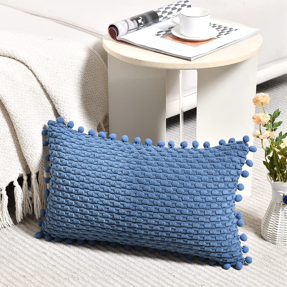 Fancy Homi Pack of 2 Sage Green Lumbar Decorative Throw Pillow Covers 12x20 Inch for Living Room Couch Bedroom, Soft Corduroy Rectangle Solid Cushion Case 30x50 cm, Rustic Farmhouse Boho Home Decor