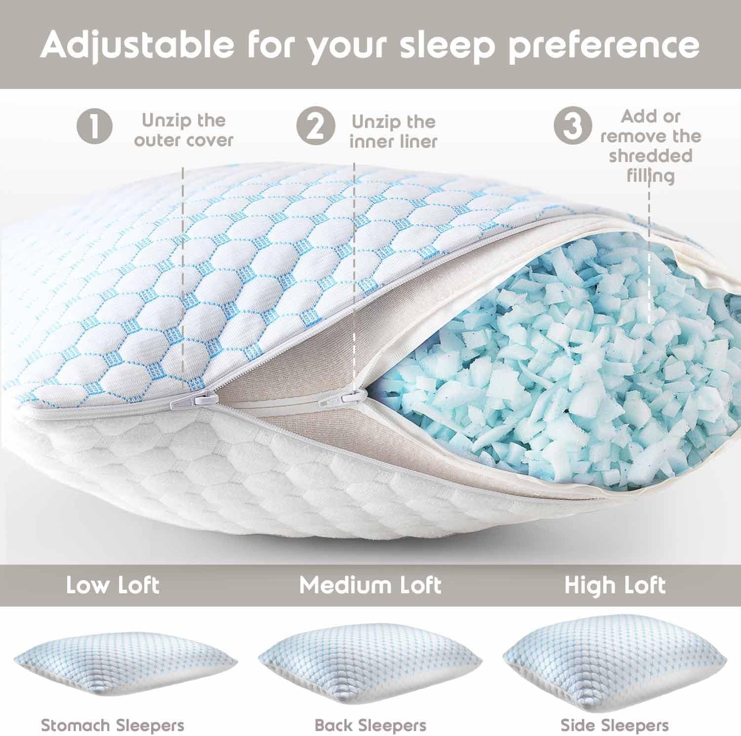 Nestl King Size Adjustable Colling Gel Pillow - 2 Pack