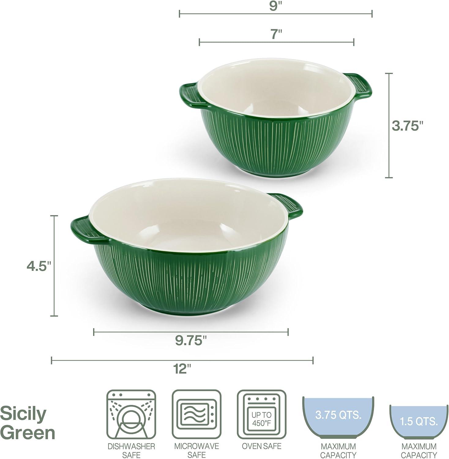 Fitz And Floyd Sicily Serving Bowls, Set Of 2, Green