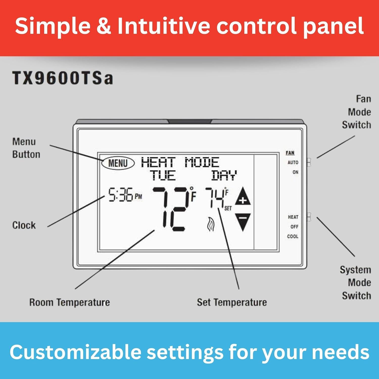 Lux TX9600TS 7-Day Touchscreen Programmble Thermostat