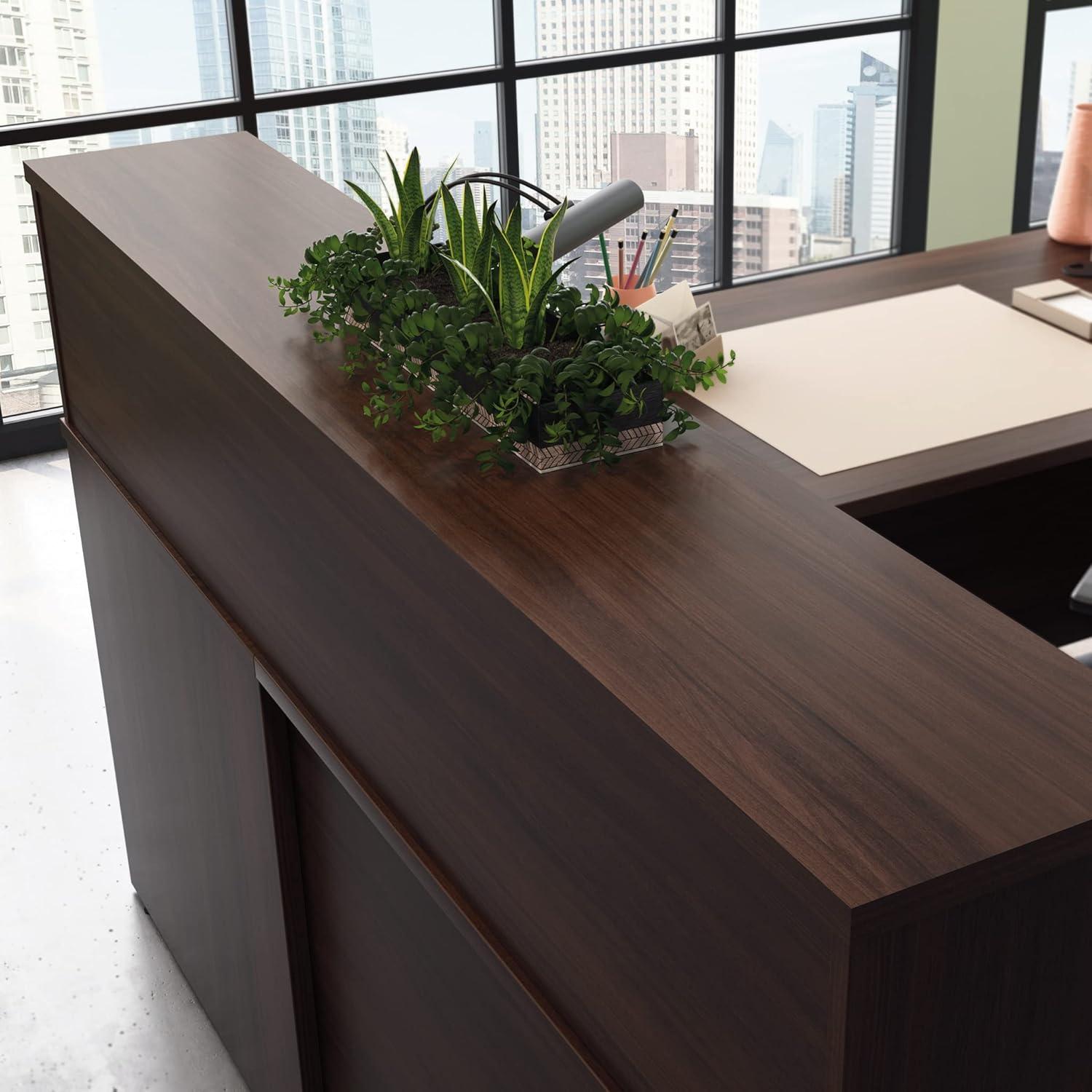 Sauder Affirm Engineered Wood Reception Station Hutch in Noble Elm/Brown