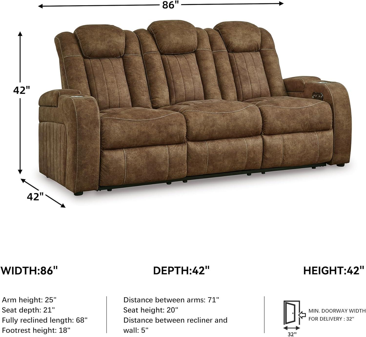 Signature Design by Ashley Wolfridge Brown Power Reclining Sofa