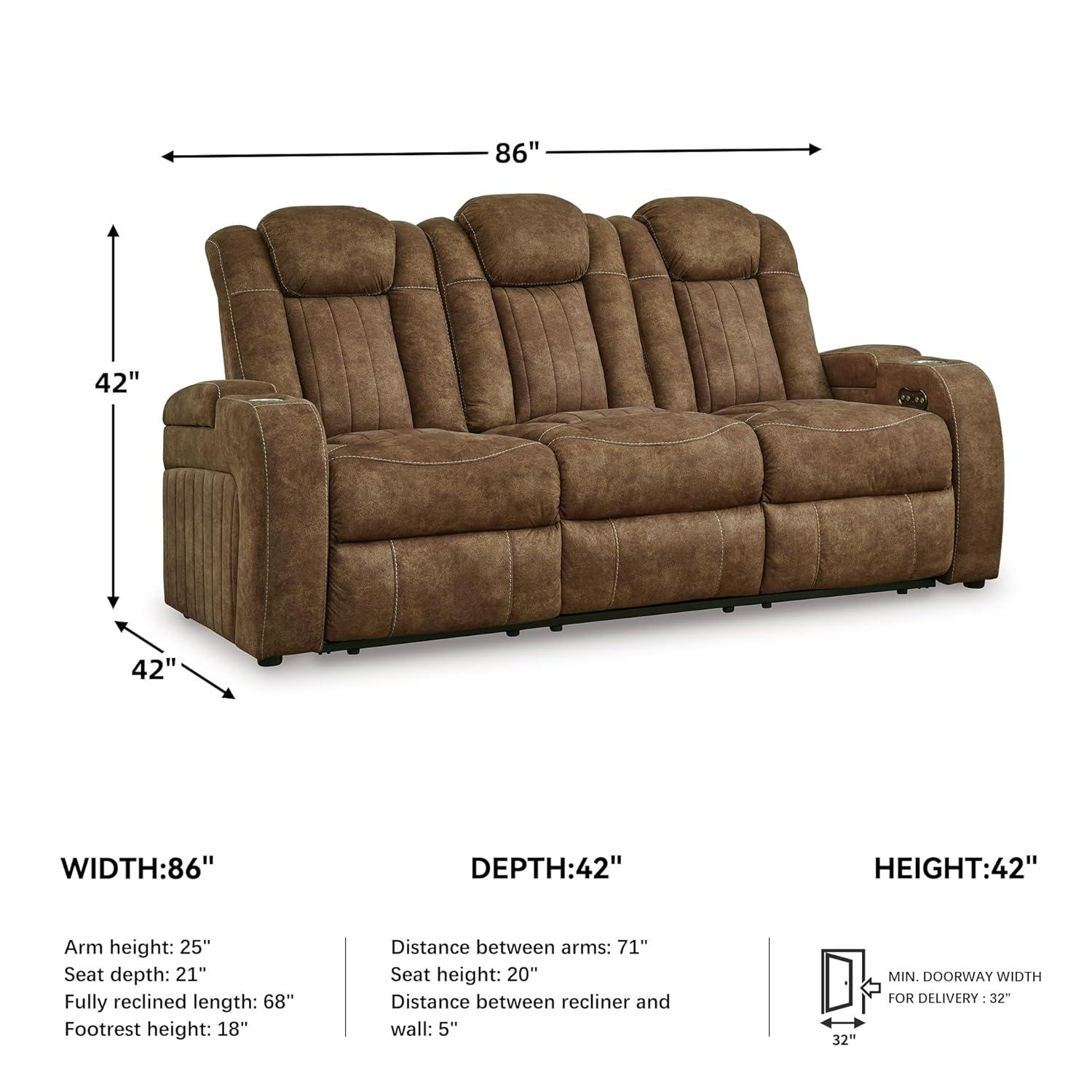Signature Design by Ashley Wolfridge Brown Power Reclining Sofa