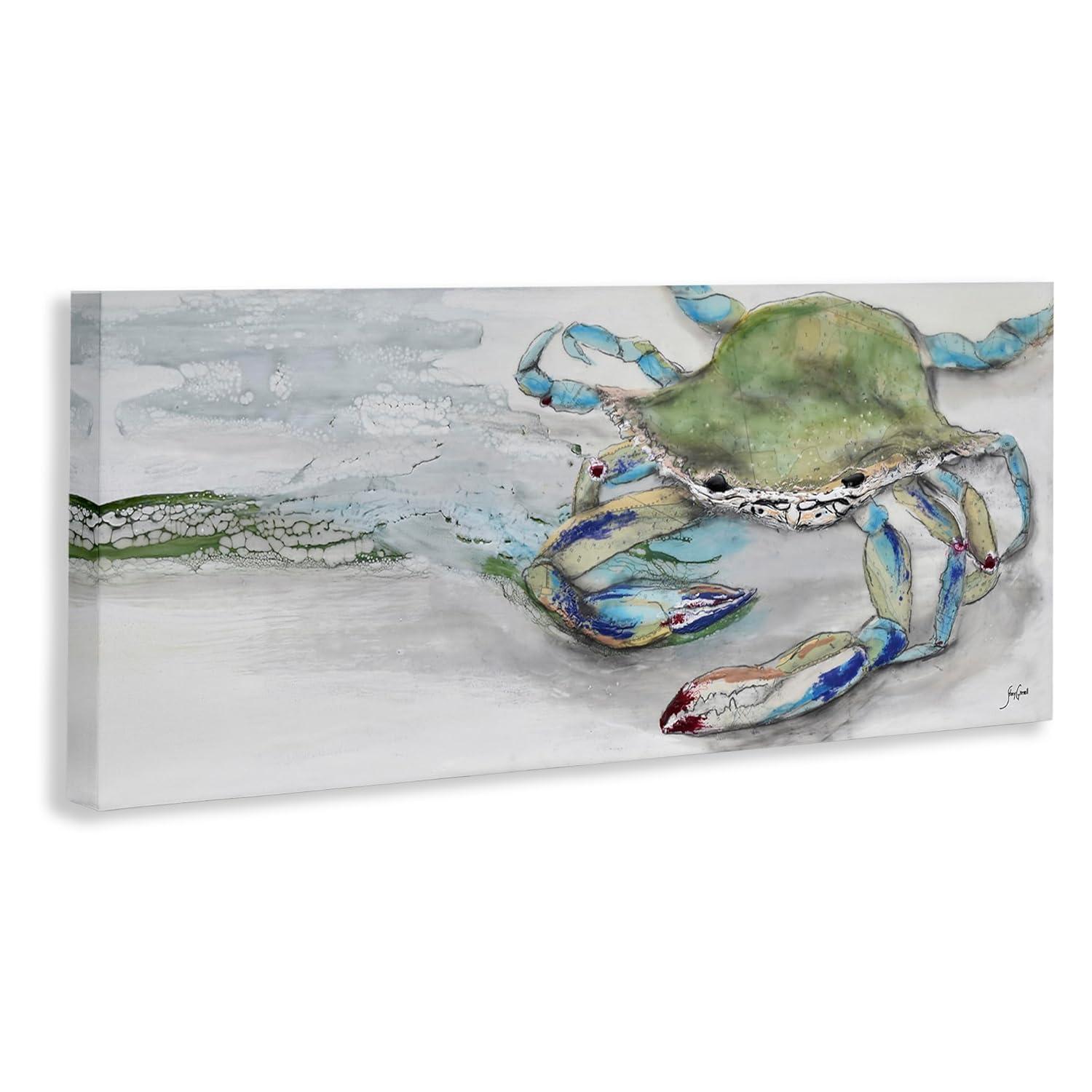 Stupell Industries Vivid Crab Beach Shoreline Nautical Landscape Scene Painting Gallery Wrapped Canvas Print Wall Art, Design by Stacy Gresell