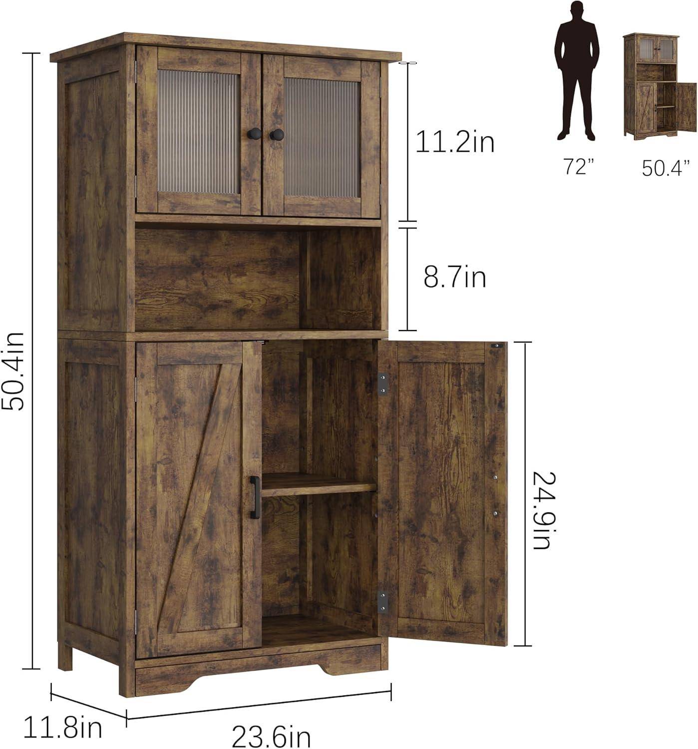 Bathroom Storage Cabinet, Freestanding Floor Linen Storage Cabinet with Doors and Shelves, Wooden Kitchen Pantry Storage Cabinet, Standing Cupboard, Storage Cabinet for Living Room