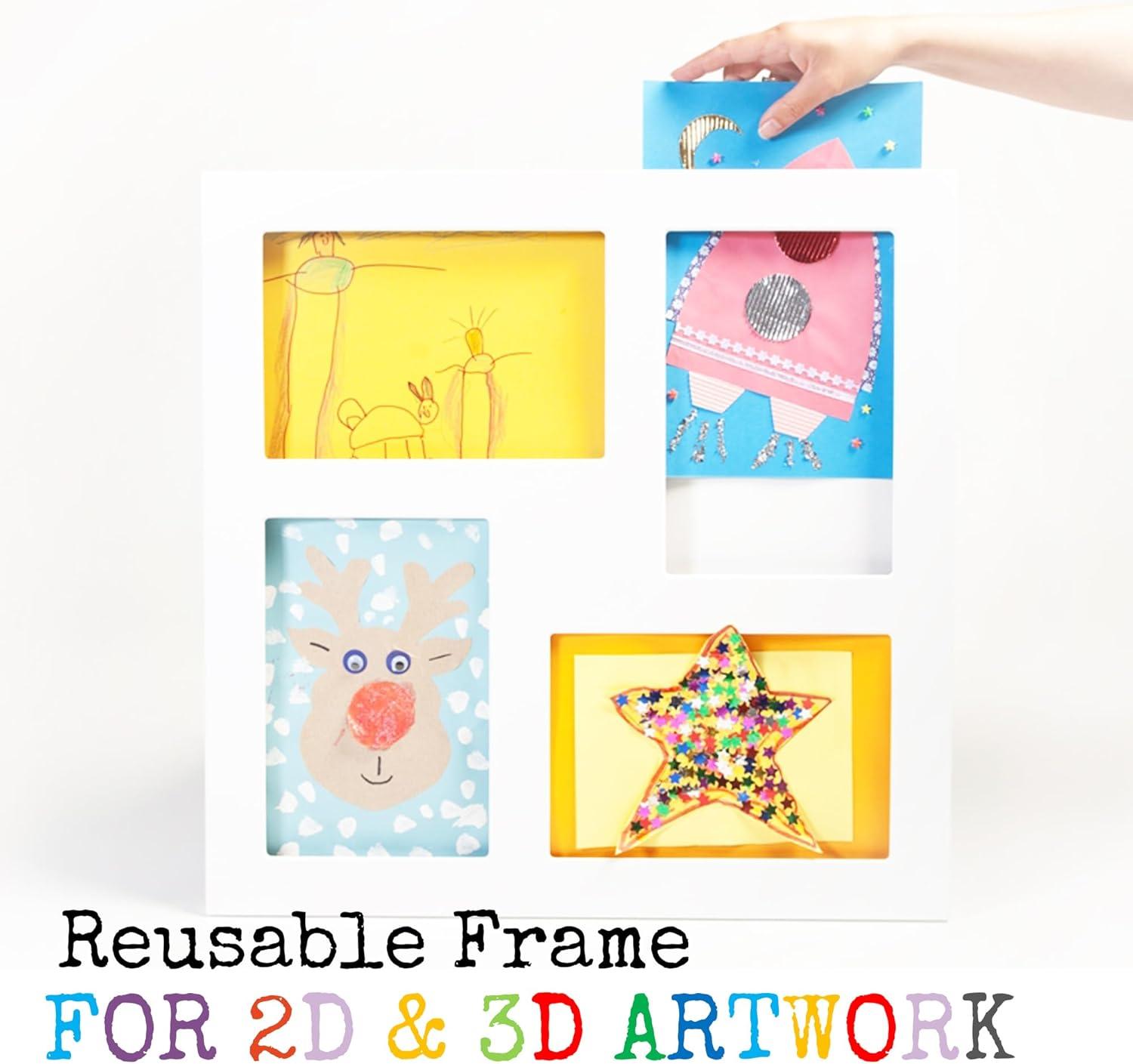 The Articulate Gallery 9x12 Quadruple Children's Art Frame, White