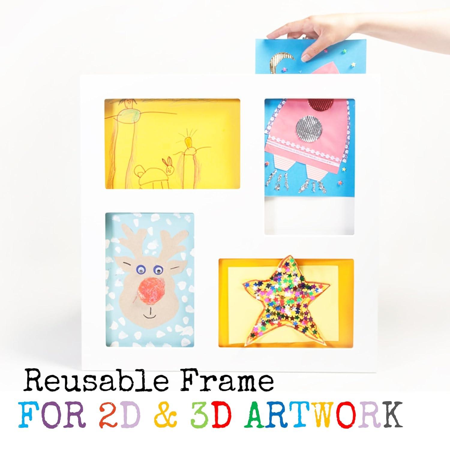 The Articulate Gallery 9x12 Quadruple Children's Art Frame, White