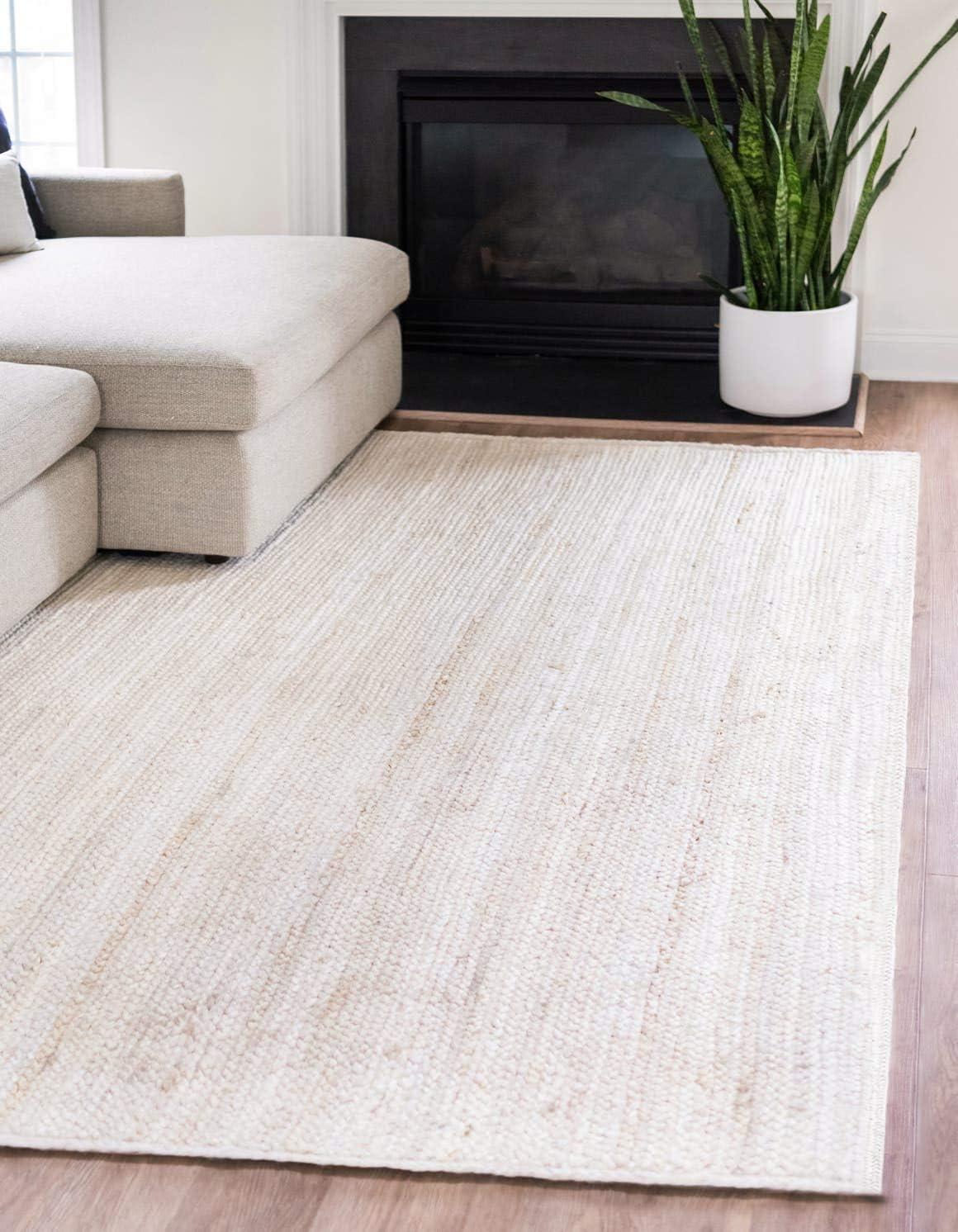 Unique Loom Braided Jute Collection Area Rug - Dhaka (2' x 3' 1" Rectangle White)