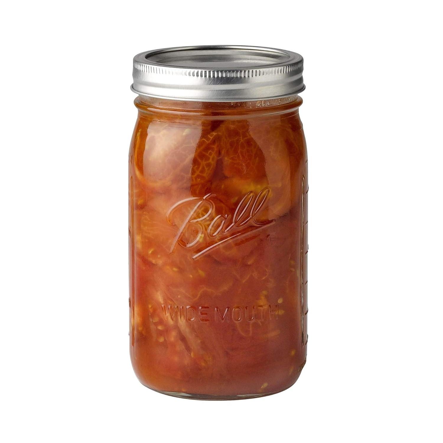 Ball Mason Glass Jar Wide Mouth with Lid and Band Quart 32 oz, 12-Pack