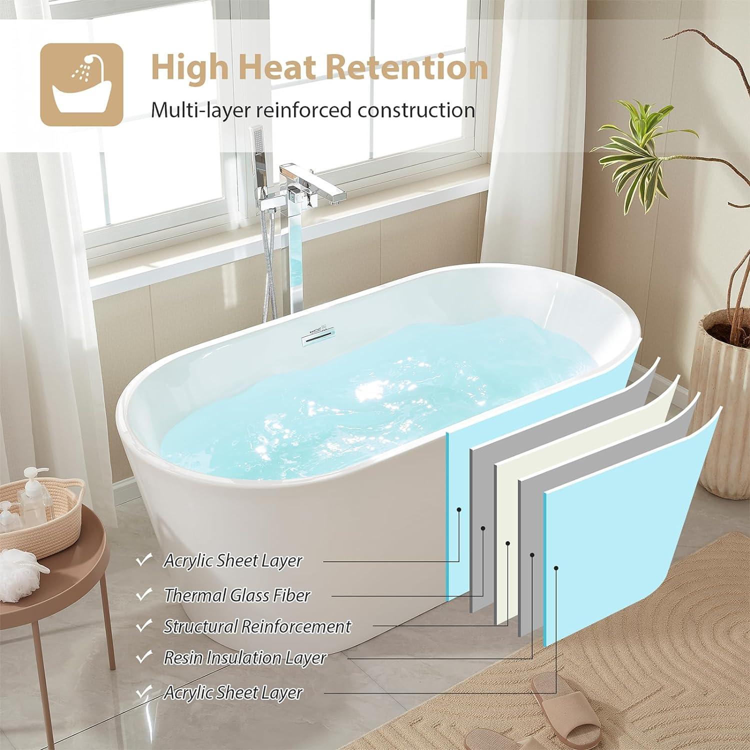 Freestanding Soaking Acrylic Bathtub