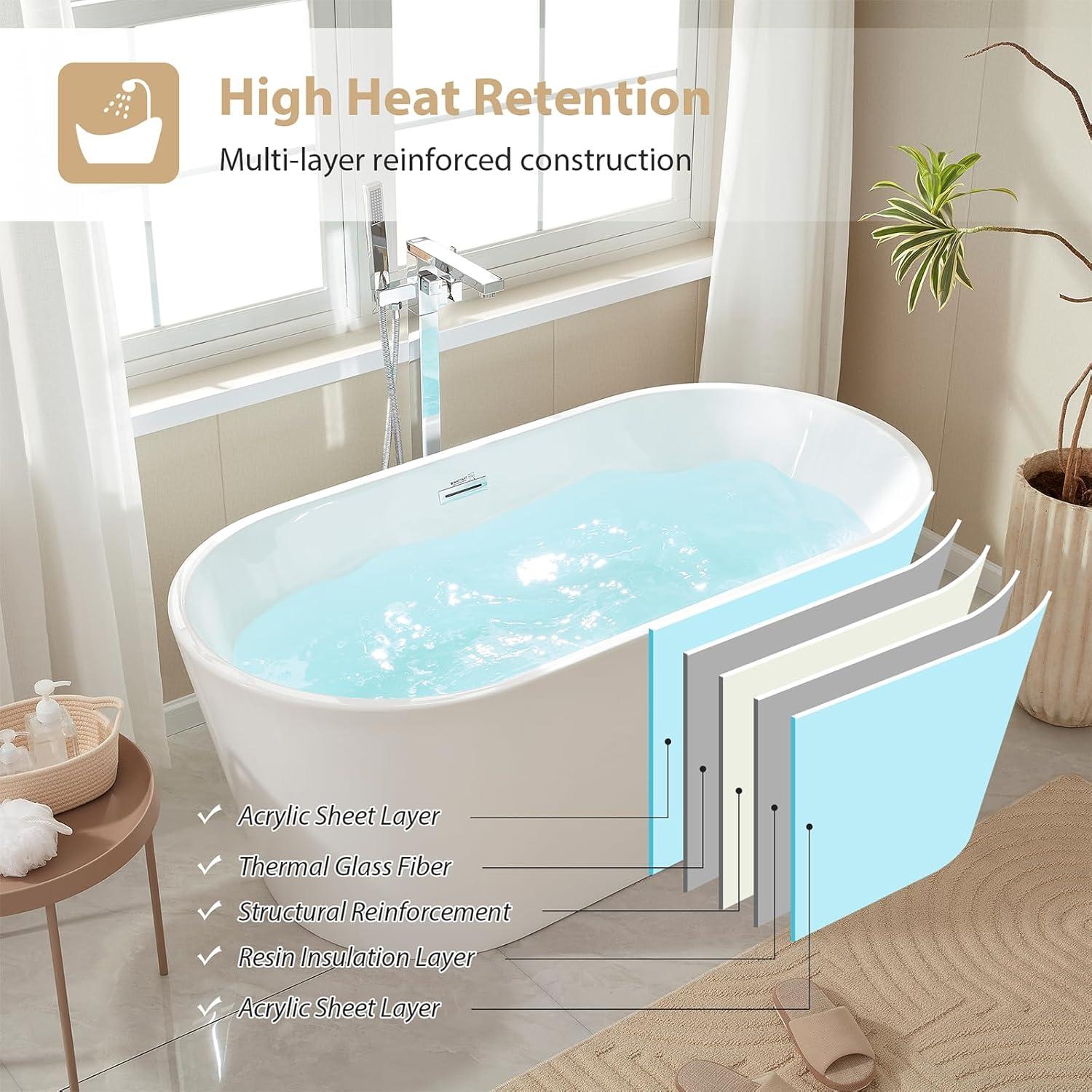 Freestanding Soaking Acrylic Bathtub