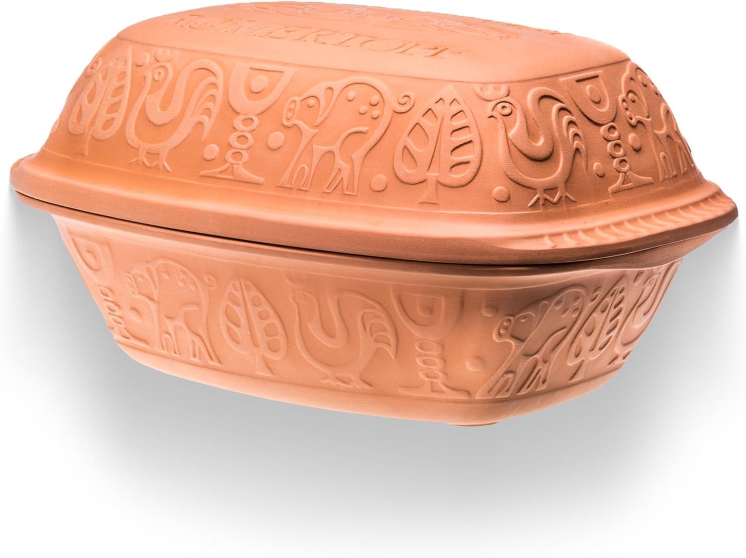 Large Terracotta Clay Roaster with Lid for Healthy Cooking