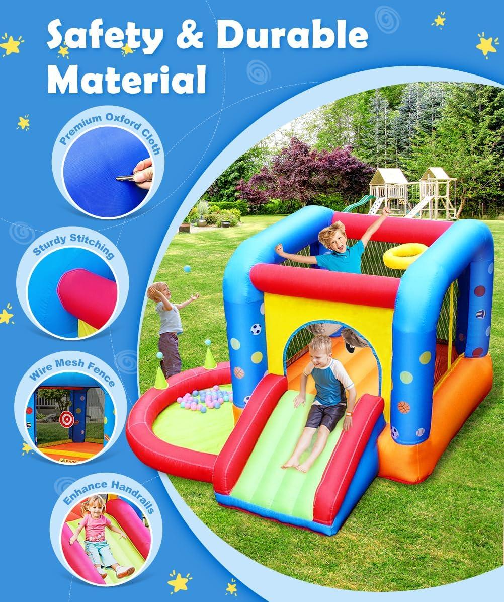 Colorful Inflatable Bounce House with Slide and Ball Pit