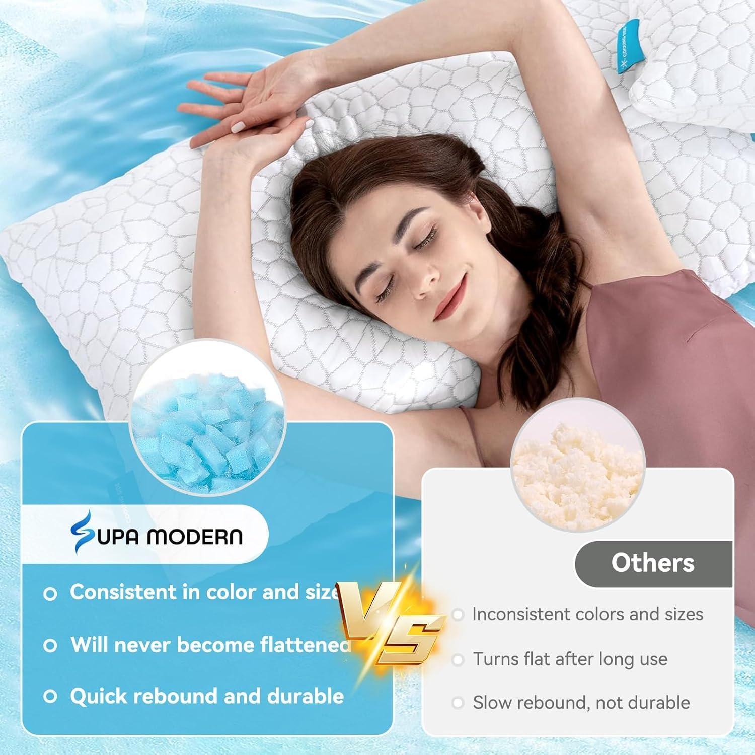 Alwyn Home Set Of 2 Cooling Shredded Memory Foam Pillows For Sleeping, Pillow Cooling Gel Pillows For Hot Sleepers Cool Pillow For Side Back Sleeper, Neck Pain Relief Adjustable Gel Bed Pillow For Hot Sleepers