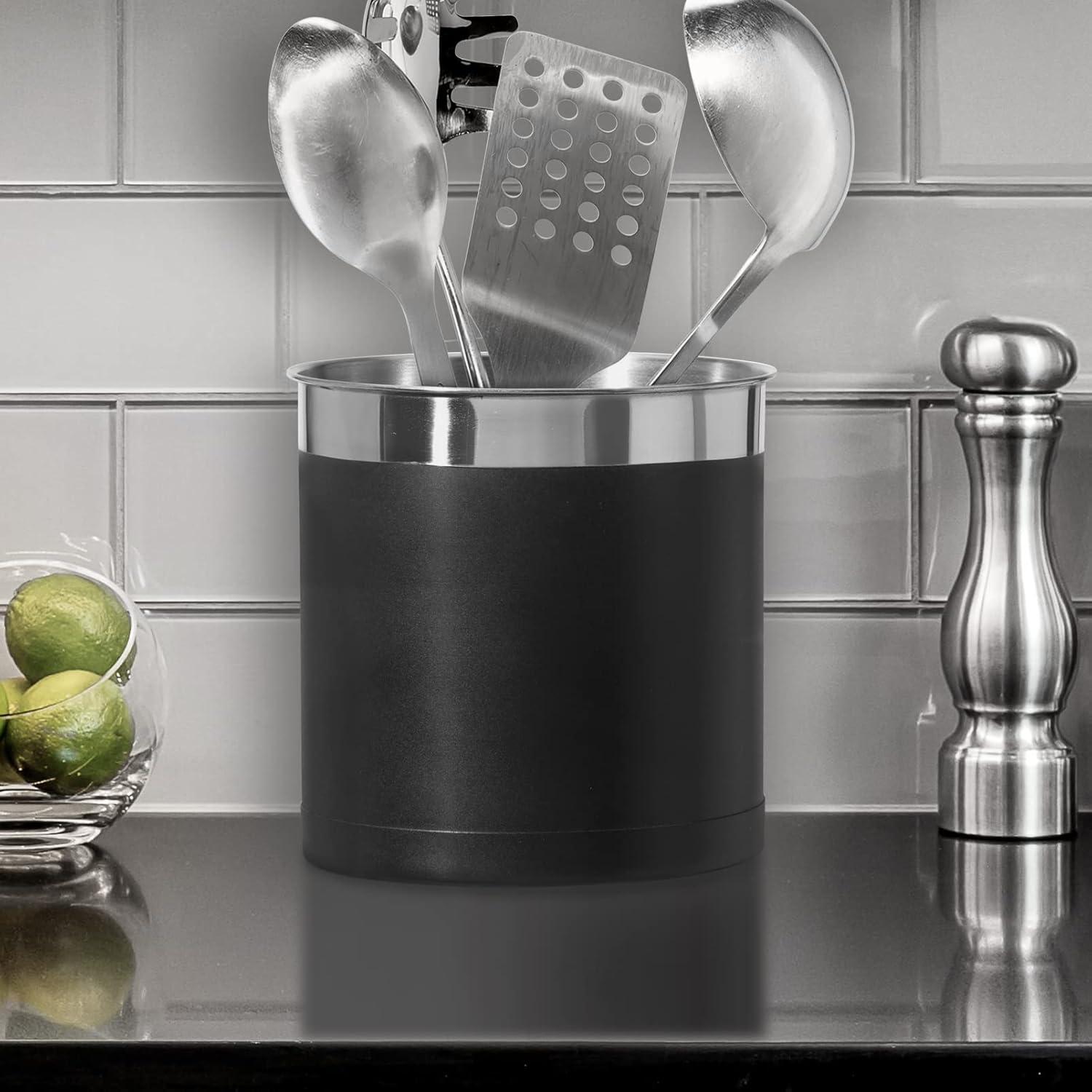Stainless Steel Jumbo Utensil Holder (7" dia x 6.5" H)