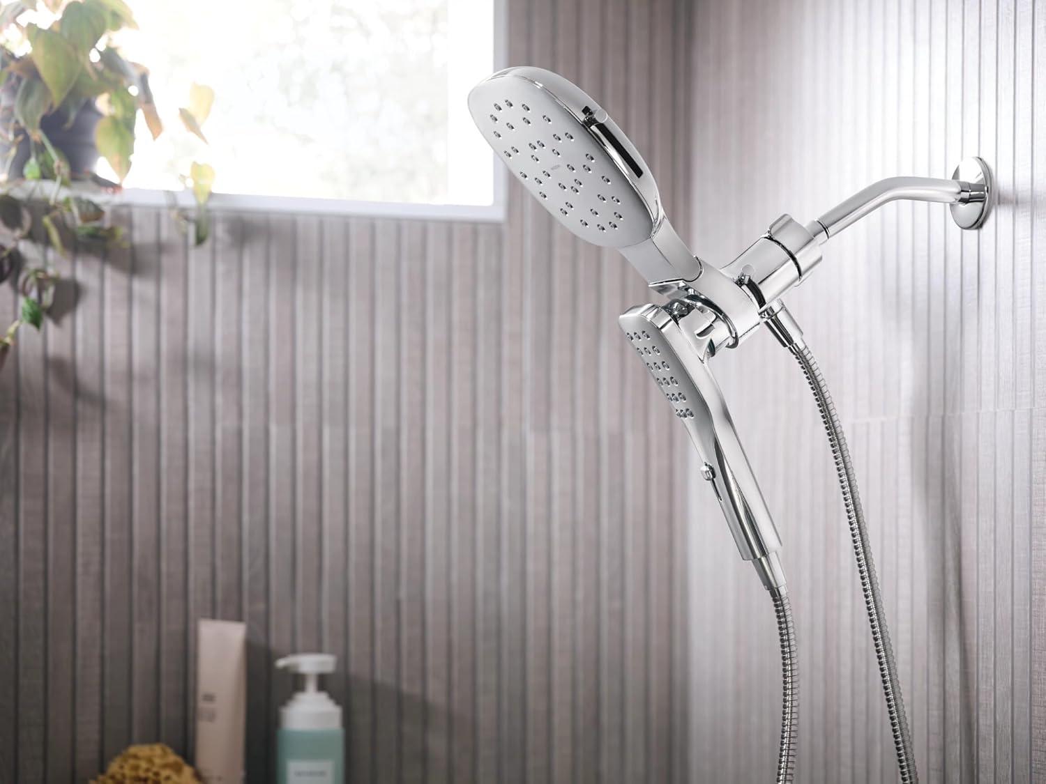 Chrome Square Dual Rain Shower Head with Handheld