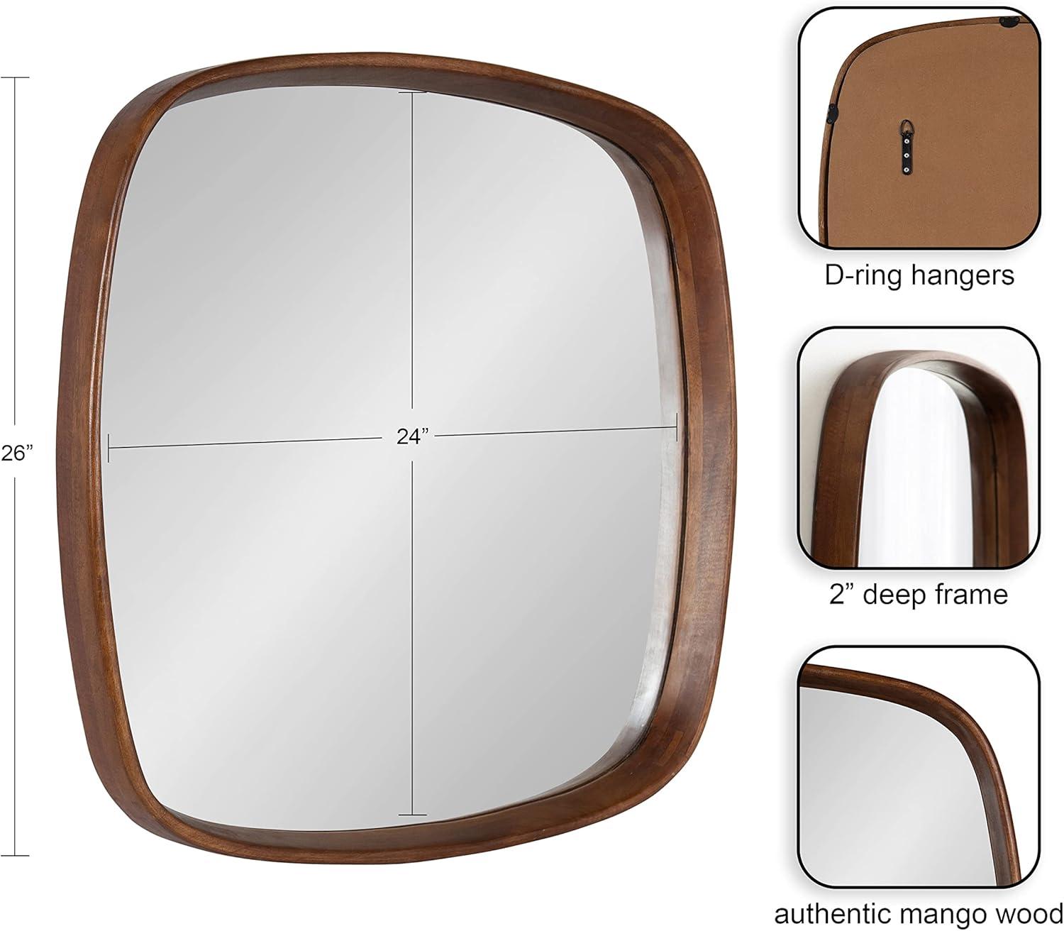 Kate and Laurel Prema Framed Wall Mirror, 26x26, Walnut Brown