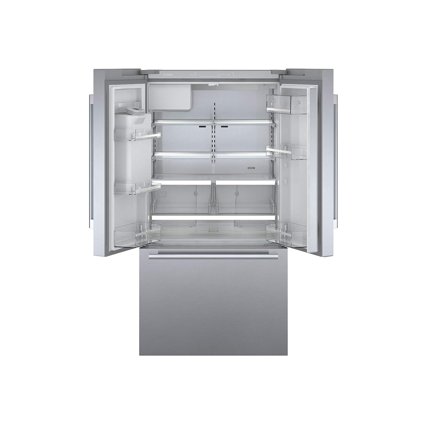 Bosch - 500 Series 36-Inch Smart French Door Standard-Depth Refrigerator With Quickicepro, Anti-Fingerprint, External Water & Ice, Home Connect