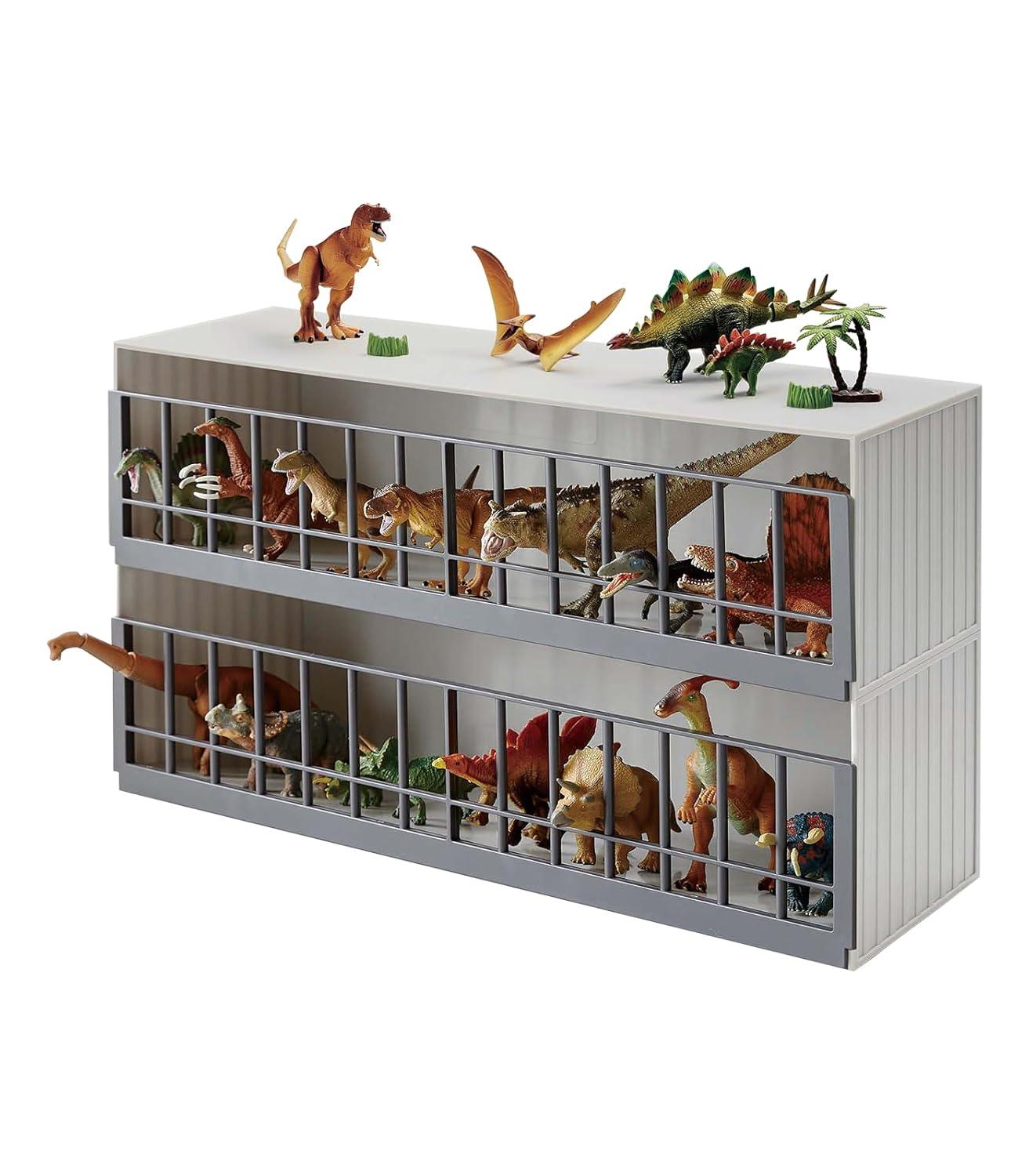Yamazaki Home Yamazaki Home Two-Tier Toy Dinosaur and Animal Display Storage Rack, Children's Toy Bin Organizer