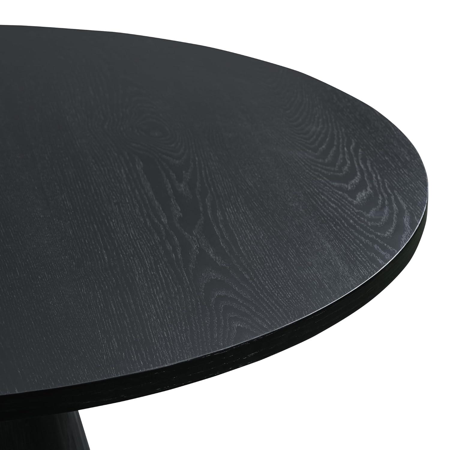 46.5"" Modern Round Dining Table for 4-6,Wooden Round Kitchen Table with MDF Table Top & Pedestal Base,Mid Century Modern Round Dining Table for Dining Room Kitchen,Living Room, Black