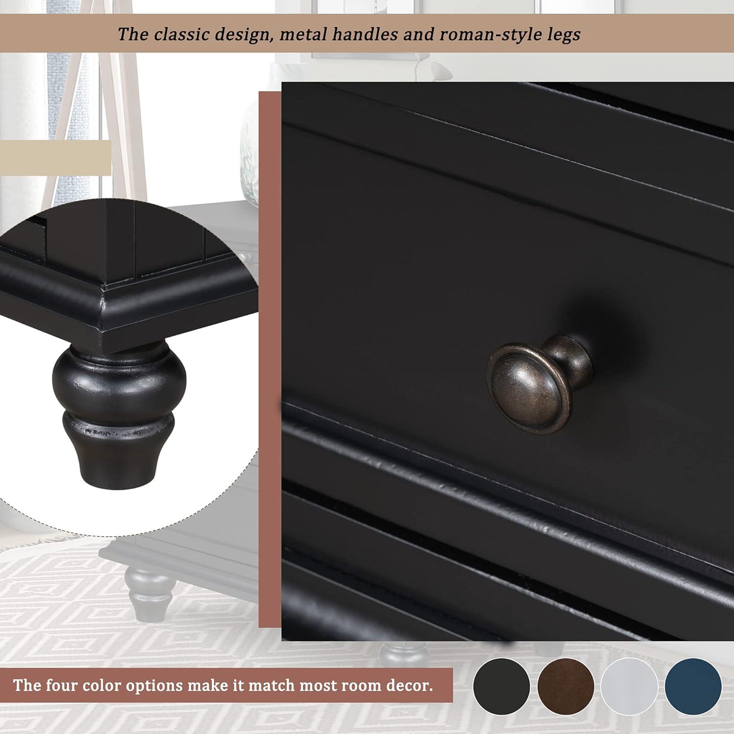 Historyli Go5H Bedside Table With 3 Drawers, Solid Wood Legs, Pull Out Tray Pine Wood Night Stand, Modern Side End Table Cabinet For Office, Living Room, Bedroom