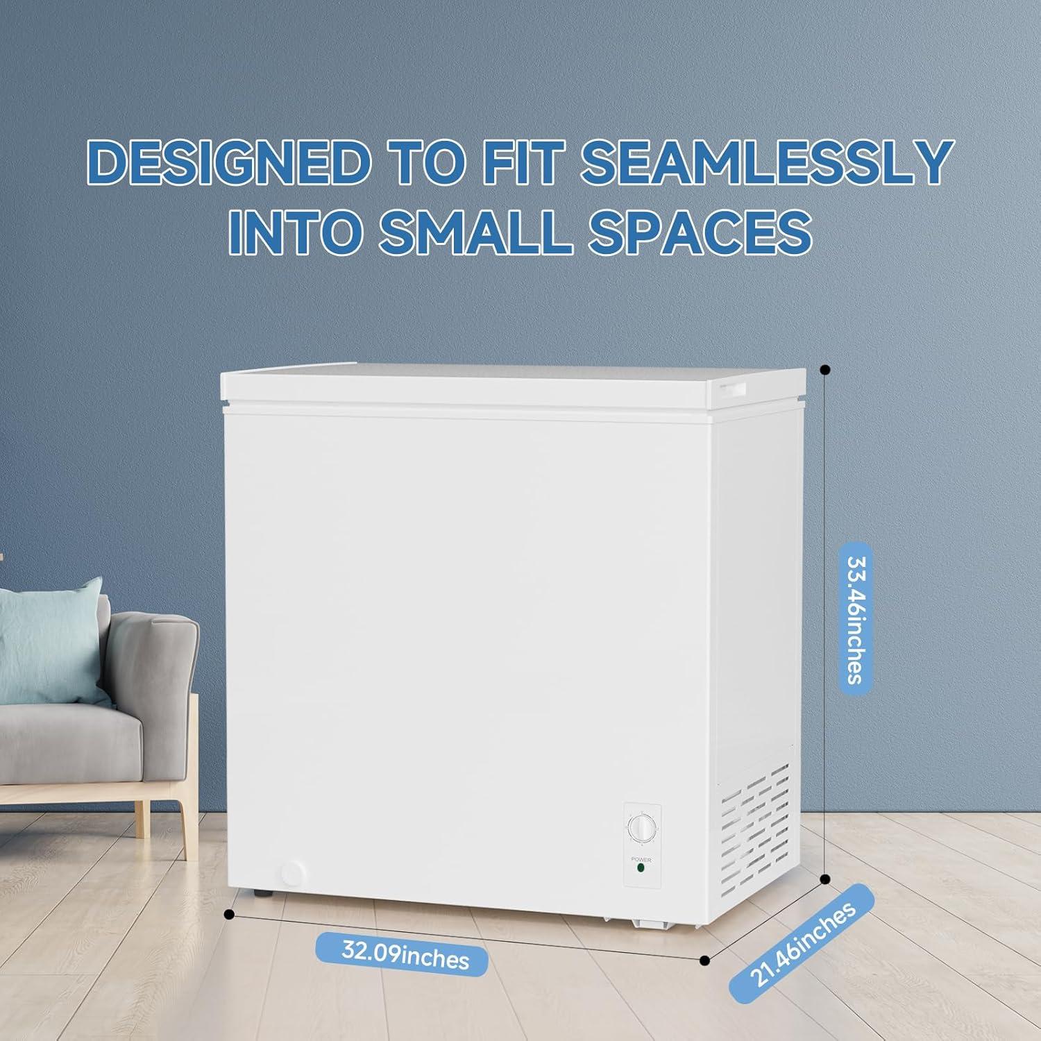 BANGSON 7.0 Cu.Ft Chest Freezer, Deep Freezer with Adjustable Thermostat, Top Open Door Freezer with Removable Basket