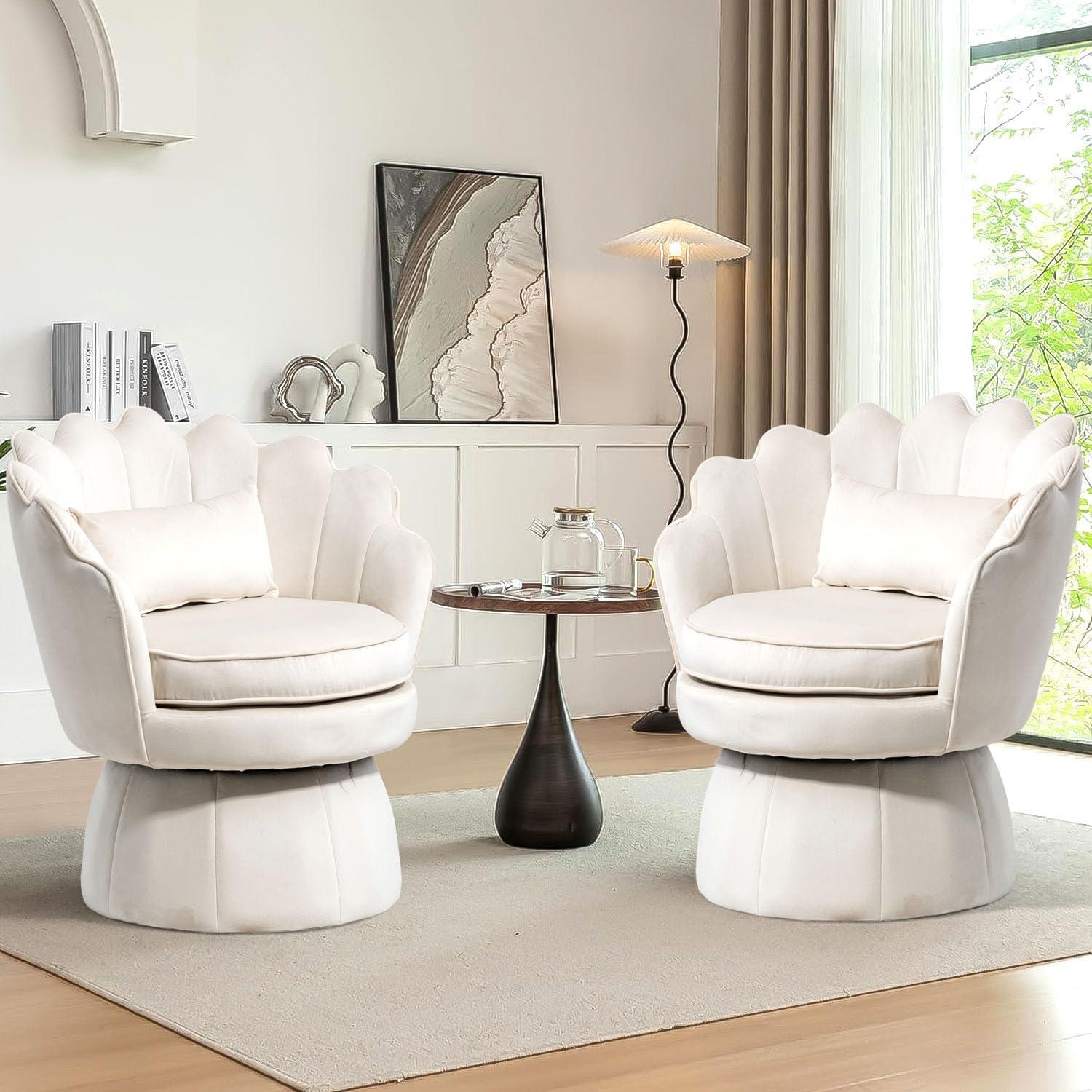 House of Hampton® Upholstered Velvet Swivel Barrel Accent Chair (Set of 2)