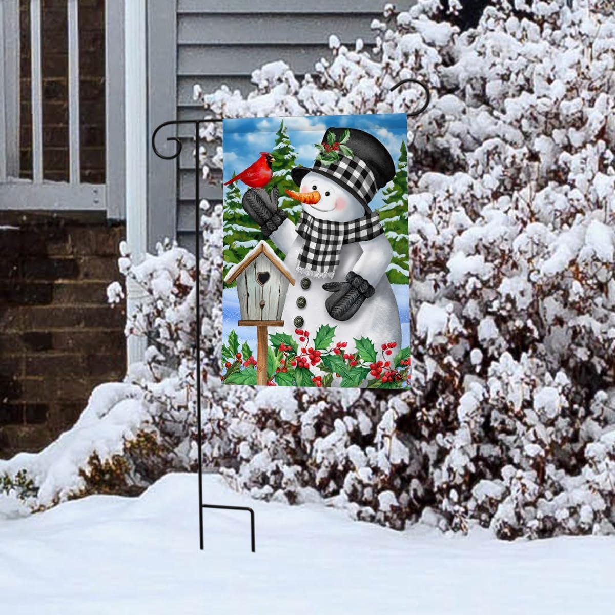 Briarwood Lane Winter Garden Flag 12x18 For Outdoor Checkered Snowman For Winter Garden Flag Flags For Outside