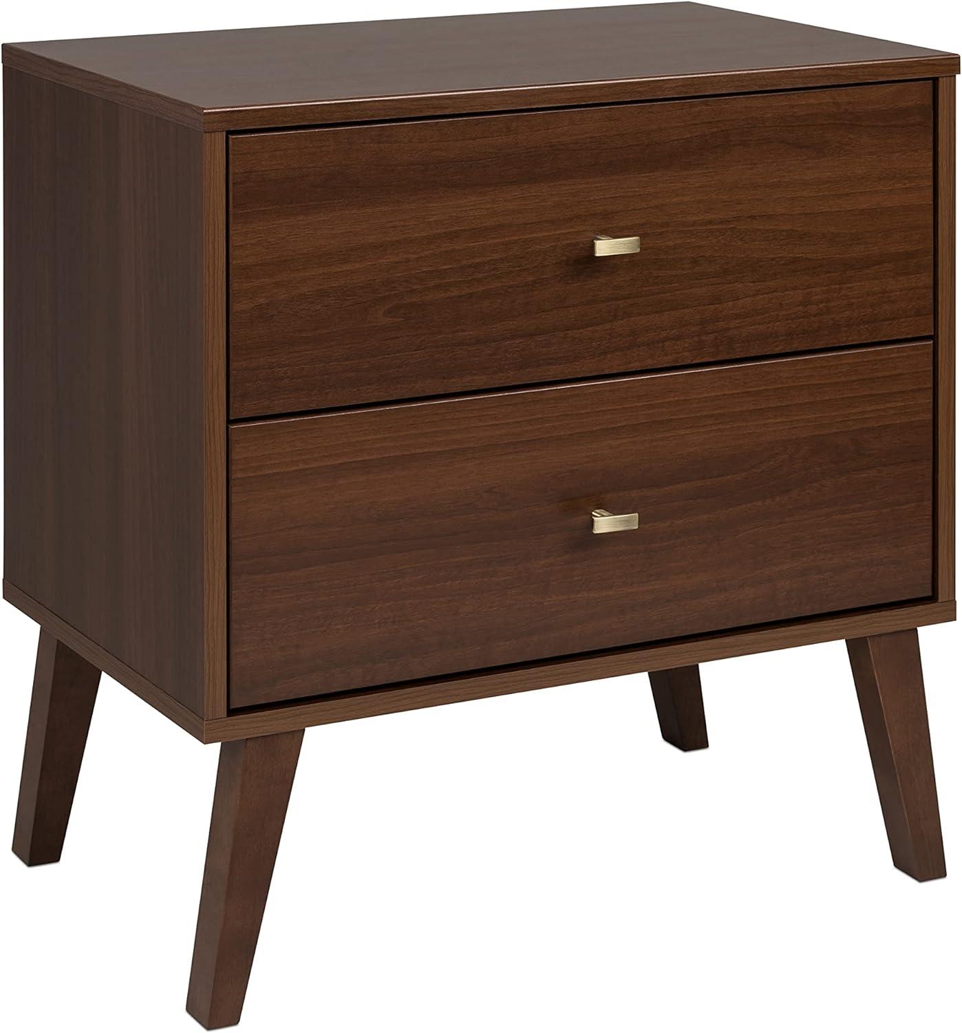 Mid Century Modern 2 Drawer Wide Nightstand  - Prepac