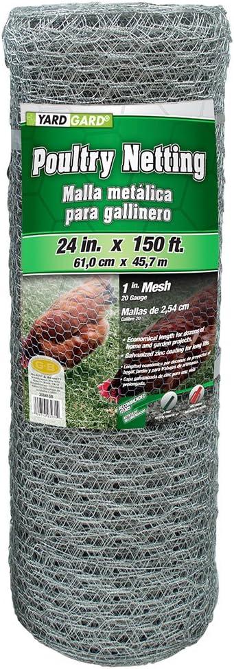 YardGard Silver Galvanized Steel 24" x 150' Chicken Wire Fencing