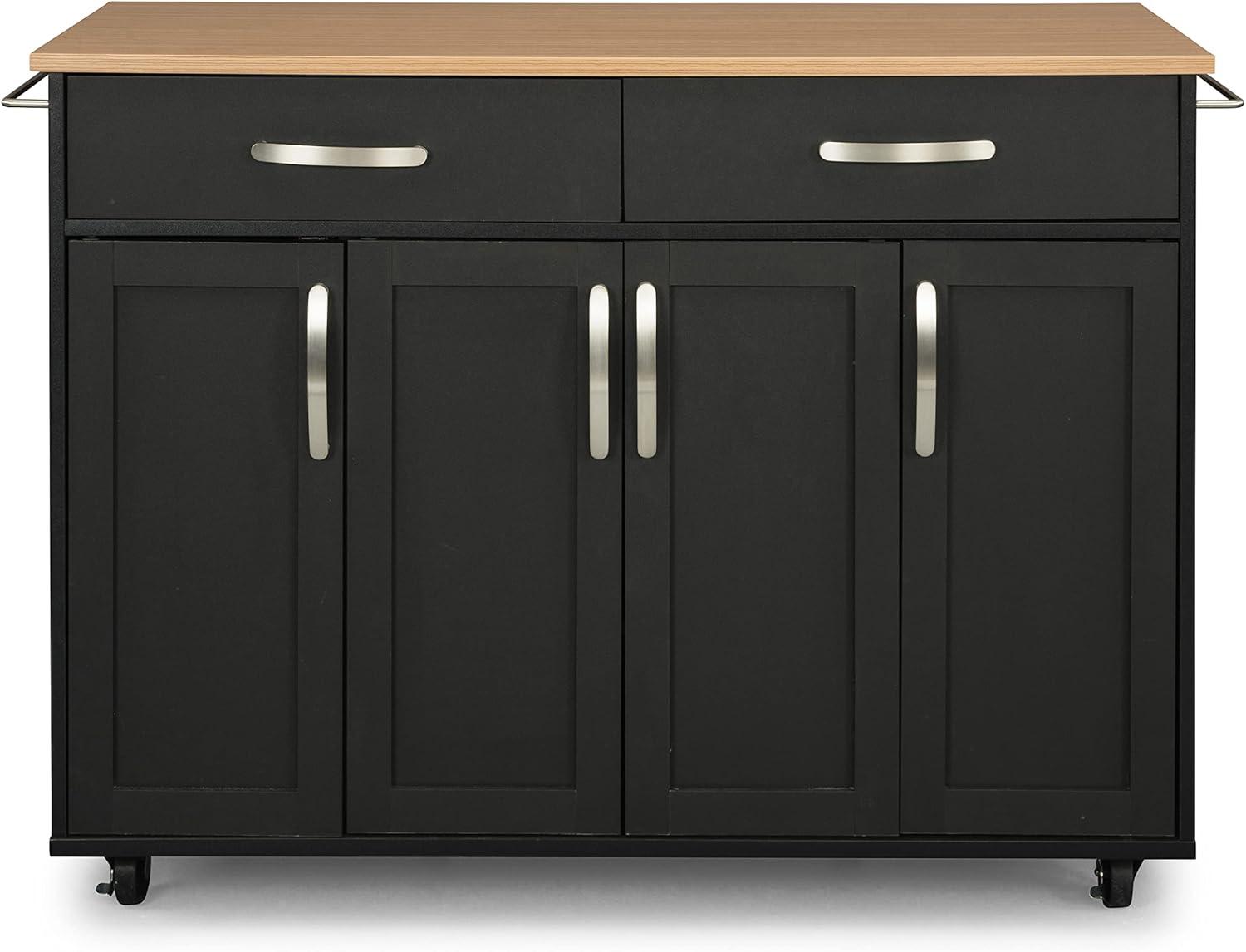Homestyles Storage Plus Wood Kitchen Cart in Black