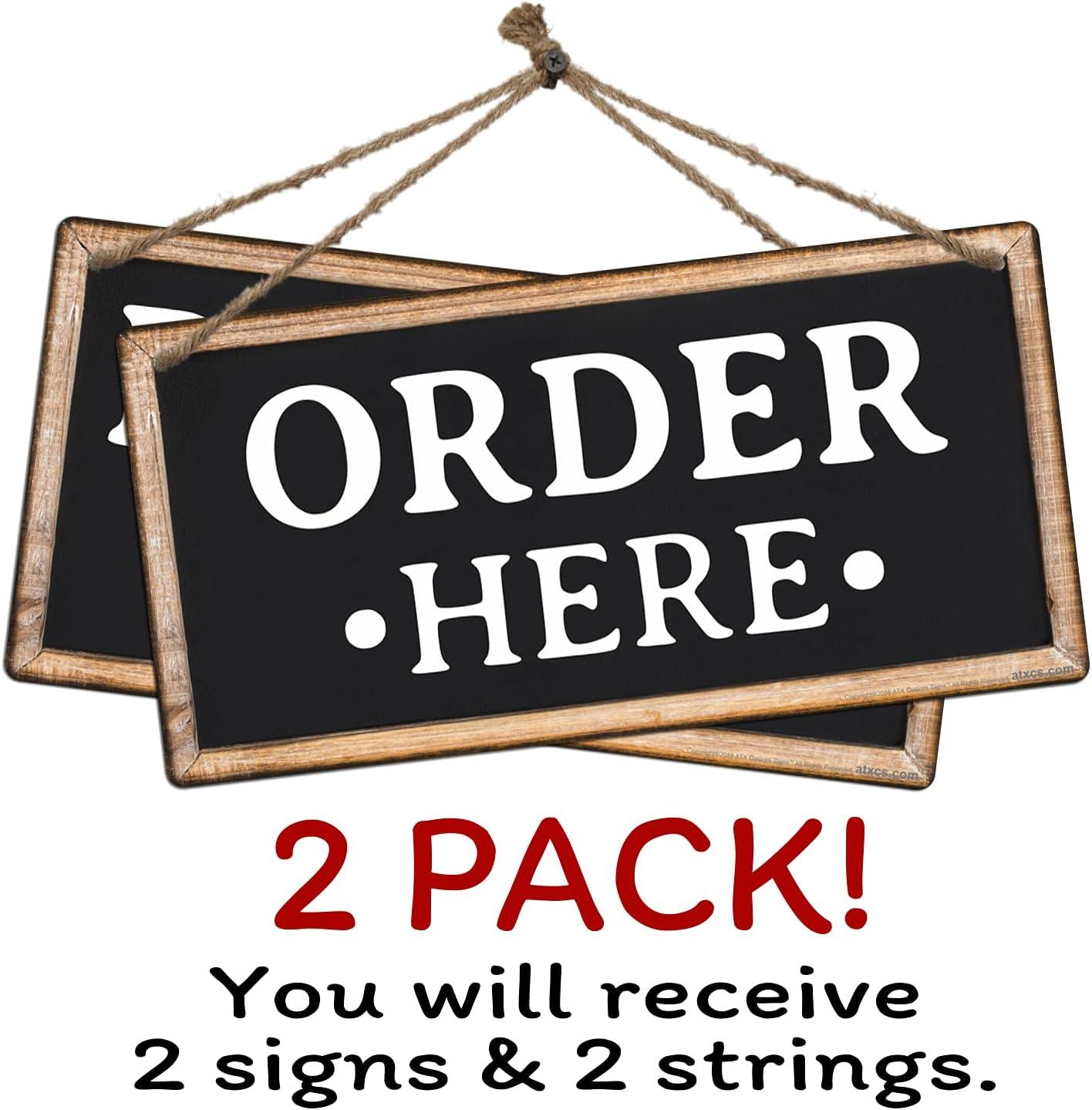 Black and White Aluminum Order and Pick-Up Signs Set