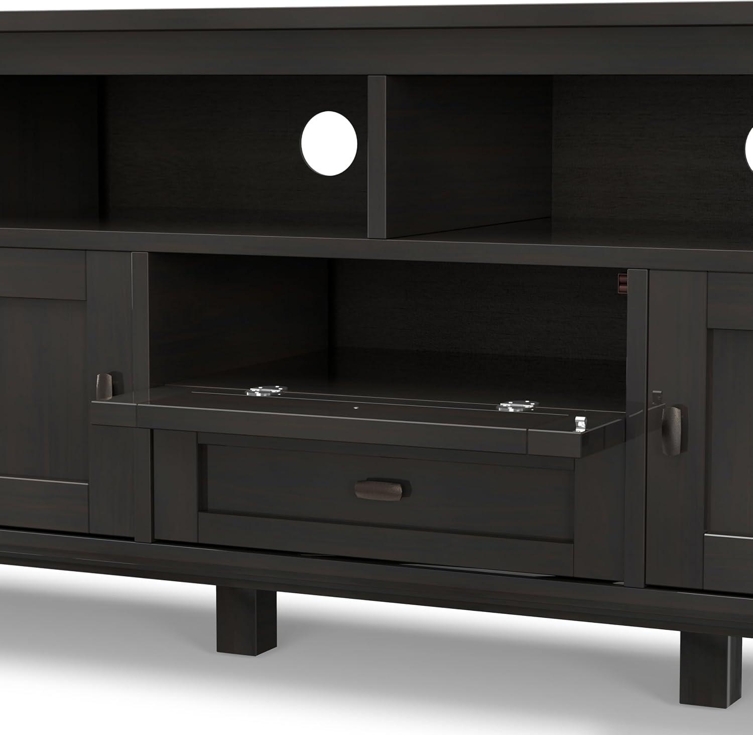 Simpli Home Warm Shaker 72"W Solid Wood TV Stand for TVs up to 80" with 4 Storage Cabinets and 2 Drawers