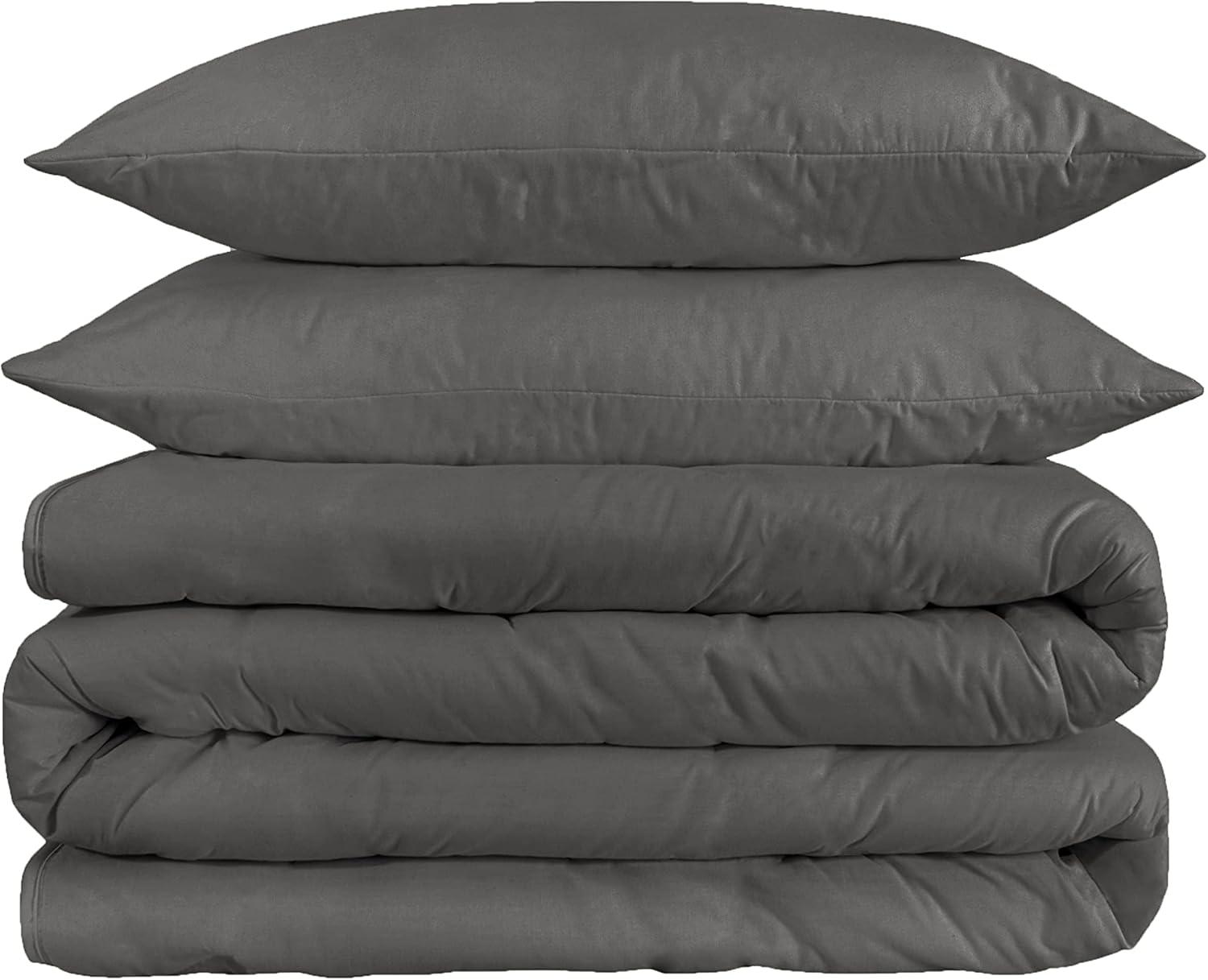 Charcoal Egyptian Cotton 1200 Thread Count Full/Queen Duvet Cover Set