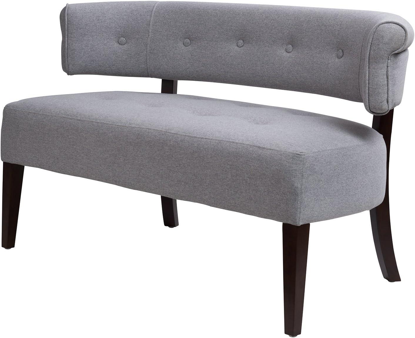 Light Gray Polyester Tufted Roll Arm Settee Bench