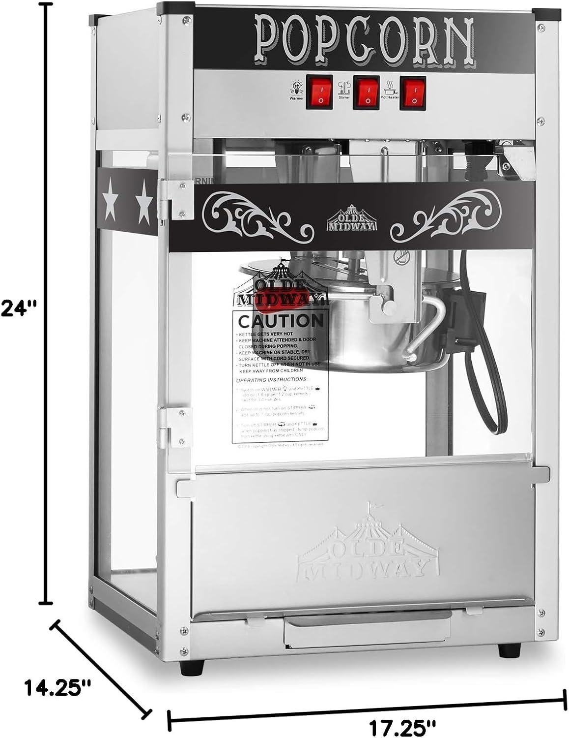 Olde Midway Olde Midway Tabletop Popcorn Machine, Popcorn Machine Stand / Cart
